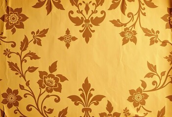 Faded floral damask on crumpled, sepia-toned paper, old, dirty