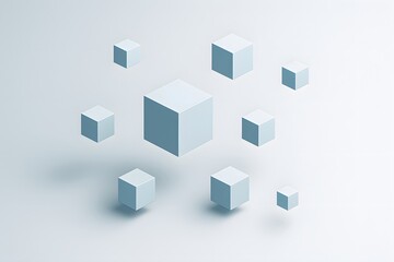 Obraz premium Minimalist Floating 3D Cubes on Light Background