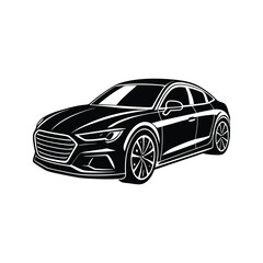 Naklejka premium Sleek black luxury sedan profile automobile vehicle