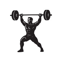 Weightlifting Silhouette – Gym Man with Barbell Vector