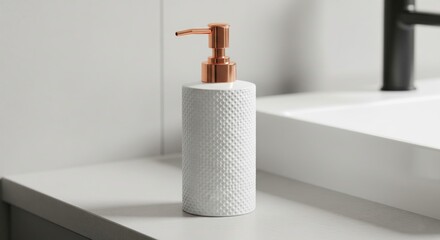 Elegant Bathroom Soap Dispenser On White Background