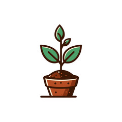 A vibrant green plant emerging from a brown pot, symbolizing growth and renewal in a minimalist setting