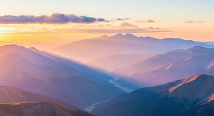 Stunning Mountain Landscape During a Beautiful Sunrise Scene