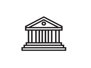 Classic Bank Building Icon in Minimalist Style  