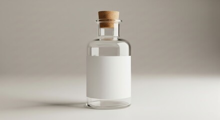 Glass Bottle With Cork and Blank White Label