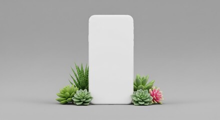 Smartphone Displayed With Succulents In A Minimalist Setup