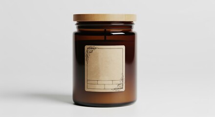 Aromatic Candle in a Glass Jar on White