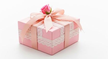 Beautiful Pink Gift Box With A Rose Decoration