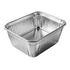 Rectangular aluminum foil container isolated on transparent background