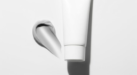 Minimalist Skincare Cream Tube With Cream Swatch Detail