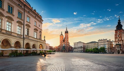 Naklejka premium city square in krakow poland