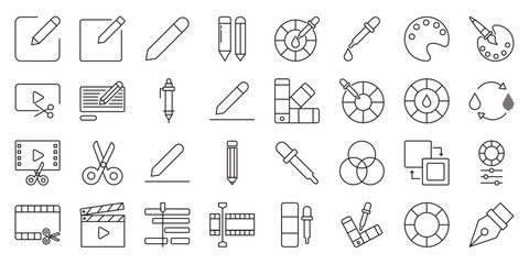 Customizable Vibrant Design Elements set of web icons in line style. customizable design, vibrant graphics, editable elements and colorful templates. Vector illustration