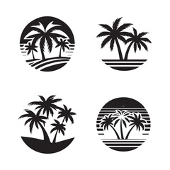 Palm tree silhouette vector art illustration