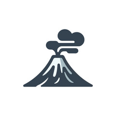 Obraz premium A stylized volcano erupting with smoke and ash, set against a clear background, symbolizing nature's power