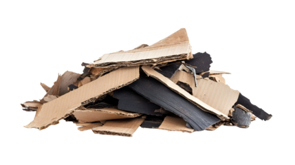 Torn Cardboard Pile Waste Recycling Brown Black