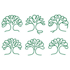 A diverse set of vector tree illustrations featuring leaves, branches, and trunks, perfect for nature-inspired design and environmental icons