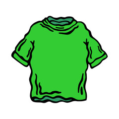 Vector color illustration of a green t-shirt on a white isolated background