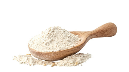 Oat Flour in Wooden Spoon Baking Ingredient Healthy Food