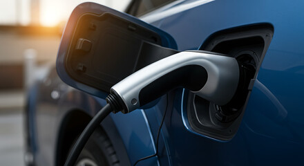 Power supply connected to electric vehicle charge battery.