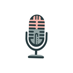 Vintage microphone illustration on a clean background, ideal for music and podcasting themes