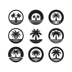 Palm tree silhouette vector art illustration