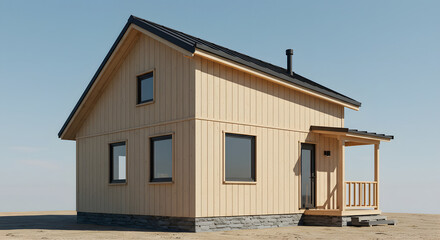 Scandinavian Cabin with Wooden Cladding
