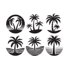 Palm tree silhouette vector art illustration