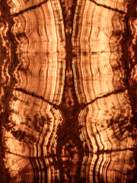 Bright orange onyx texture with transparent vertical veins, giving a luxurious impression.

