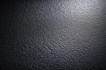 Dark textured surface with a subtle shine, featuring a rough and grainy pattern illuminated by light