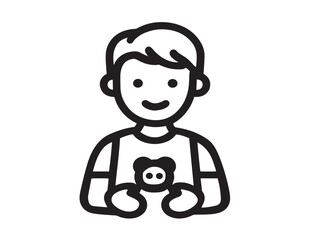 Elegant Line Vector of Boy and Toy  