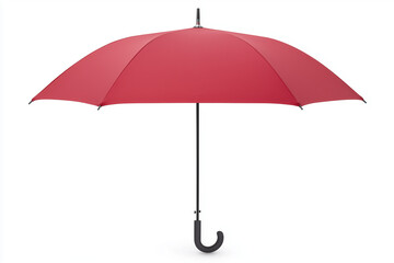 Red Umbrella with Long Handle on White Background – Classic Rain Protection Accessory, Minimal Isolated Object, Weather Concept