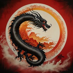 Chinese painting of Chinese dragon