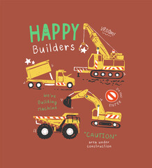 cartoon construction vehicles vector illustration © tsuponk