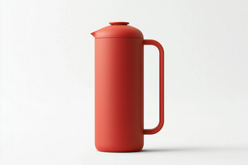 Red Thermos Bottle on Neutral Background – Stainless Steel Vacuum Flask, Hot Drink Container for Travel or Outdoor Use
