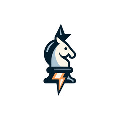 Stylized chess knight piece with lightning bolt, symbolizing strategy and power in gameplay