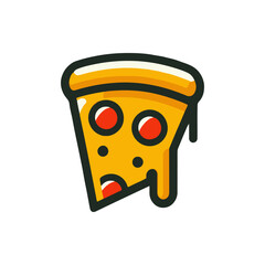 A vibrant slice of pizza with melting cheese and pepperoni, set against a simple white background