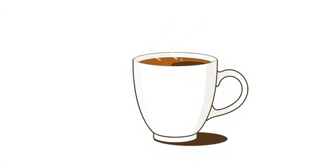 Minimalist coffee cup vector art; soft mist effect, bold outline, beige & white background,  design,  beverage
