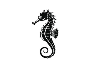 Fototapeta premium Silhouette of a seahorse, Seahorse silhouette isolated on white background. Seahorse icon vector illustration design