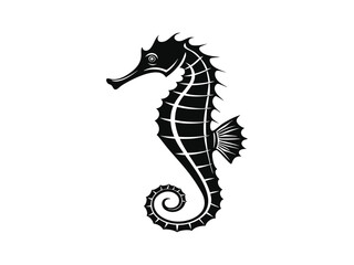 Obraz premium Silhouette of a seahorse, Seahorse silhouette isolated on white background. Seahorse icon vector illustration design