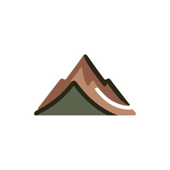 Abstract representation of mountains with varying colors and shapes, set against a plain background