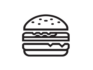 Tasty Burger Illustration in Modern Line Art  