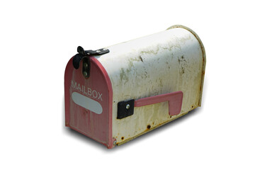 old mailbox isolated on white background. This has clipping path.