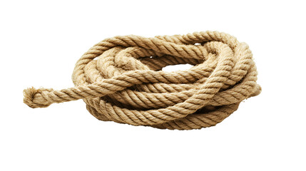 Obraz premium Coiled nautical rope isolated on black background,