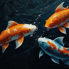 Digital artwork of two koi fish in a yin-yang formation