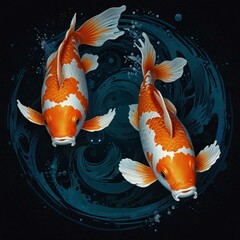 Digital artwork of two koi fish in a yin-yang formation