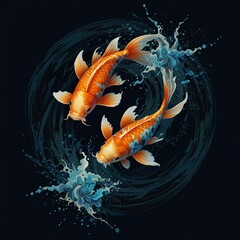 Digital artwork of two koi fish in a yin-yang formation