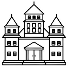 Stylized castle silhouette with multiple towers isolated on white background