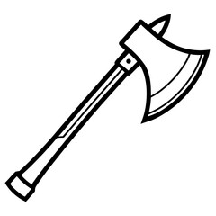 Stylized medieval battle axe with sharp blade silhouette isolated on white background