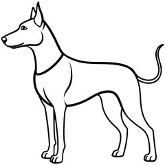 Elegant dog standing profile view silhouette isolated on white background