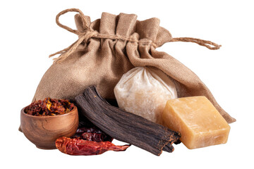 Collection of Local Souvenirs in Brown Gift Bag Featuring Unique Items from the Region